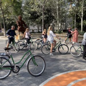 Small group on a guided bike tour through Barcelona's Ciutadella Park