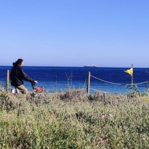 Cycling along the Barcelona seafront with Mediterranean sea views