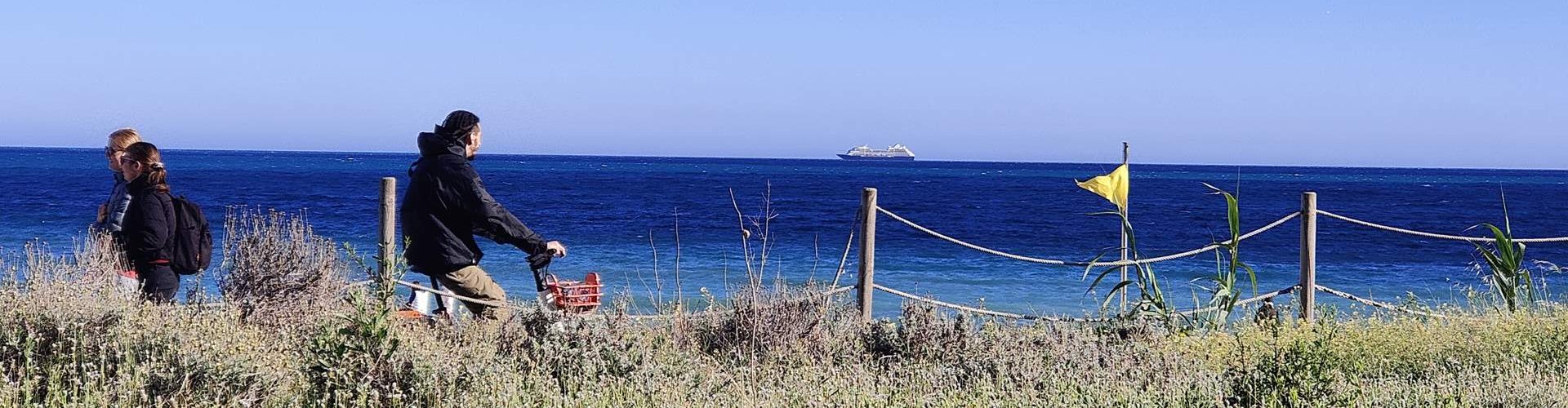Cycling along the Barcelona seafront with Mediterranean sea views